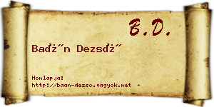 Baán Dezső névjegykártya