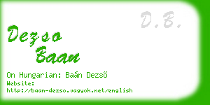 dezso baan business card